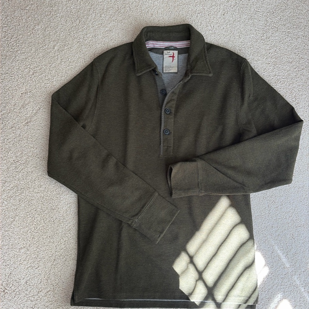 Relwen Mens Long Sleeve Polo - Size M - Olive Green